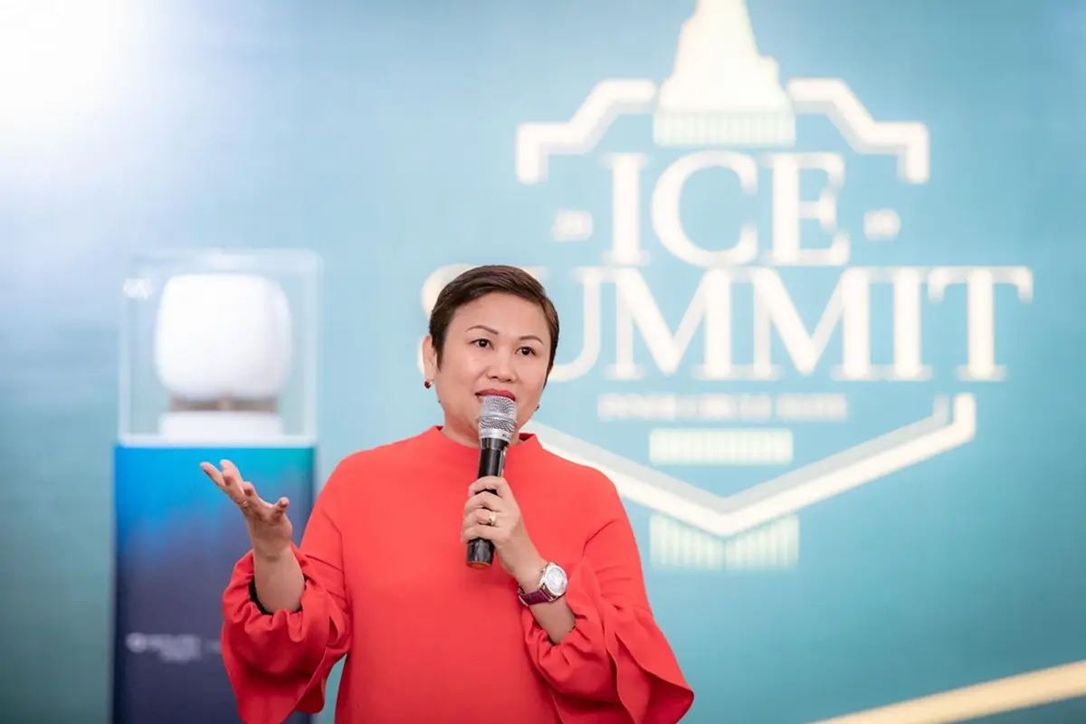 Ms Malou Caluza talks about the importance of training and mentoring as well as ethical practices to QNET business success at the ICE Summit 2023