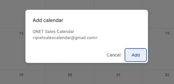 Step 1: Add the QNET Sales Calendar to your Google Calendar