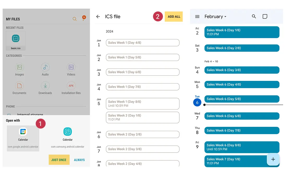 How to download the calendar file to use of your mobile calendar app