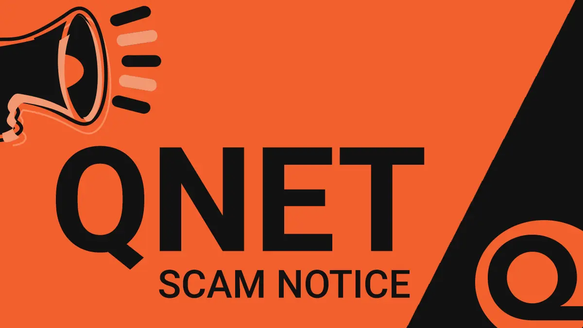 QNET news - QNET Scam Notice banner that links to the page