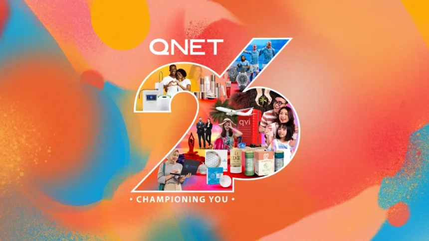 QNET Anniversary banner reads 26 Years of Championing You