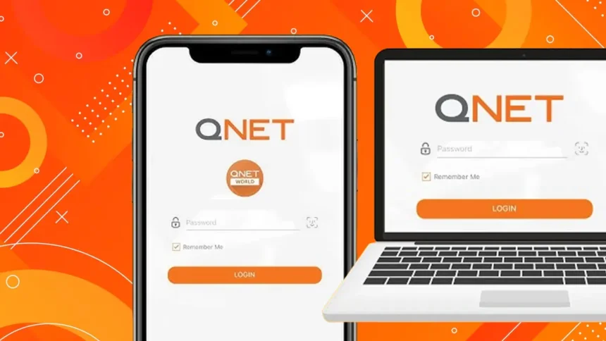 Log in screens of the QNET Mobile App and Virtual Office